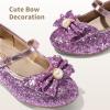 DREAM PAIRS Girls Dress Shoes Princess Shoes for Toddler Little Girl Mary Jane Low Heels Glitter Flower Party Wedding Footwear(Purple)