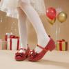 DREAM PAIRS Girls Dress Shoes Princess Shoes for Toddler Little Girl Mary Jane Low Heels Glitter Flower Party Wedding Footwear(Red)