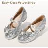 DREAM PAIRS Girls Dress Shoes Princess Shoes for Toddler Little Girl Mary Jane Low Heels Glitter Flower Party Wedding Footwear(Sliver)