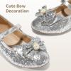 DREAM PAIRS Girls Dress Shoes Princess Shoes for Toddler Little Girl Mary Jane Low Heels Glitter Flower Party Wedding Footwear(Sliver)