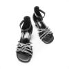 DREAM PAIRS Girls Dress Shoes Sandals Low Heels Ankle Strap Flower Wedding Party Shoes for Little Kid/Big Kid(Black)