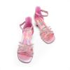 DREAM PAIRS Girls Dress Shoes Sandals Low Heels Ankle Strap Flower Wedding Party Shoes for Little Kid/Big Kid(Pink)
