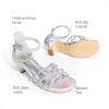 DREAM PAIRS Girls Dress Shoes Sandals Low Heels Ankle Strap Flower Wedding Party Shoes for Little Kid/Big Kid(Silver)