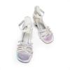DREAM PAIRS Girls Dress Shoes Sandals Low Heels Ankle Strap Flower Wedding Party Shoes for Little Kid/Big Kid(Silver)