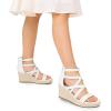 DREAM PAIRS Girls Wedge Sandals Flatform Open Toe Platform Sandals Flower Wedding Party for Little Kid/Big Kid(All White)