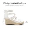 DREAM PAIRS Girls Wedge Sandals Flatform Open Toe Platform Sandals Flower Wedding Party for Little Kid/Big Kid(All White)