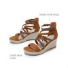 DREAM PAIRS Girls Wedge Sandals Flatform Open Toe Platform Sandals Flower Wedding Party for Little Kid/Big Kid(Brown)