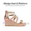 DREAM PAIRS Girls Wedge Sandals Flatform Open Toe Platform Sandals Flower Wedding Party for Little Kid/Big Kid(Champagne-glitter)