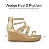 DREAM PAIRS Girls Wedge Sandals Flatform Open Toe Platform Sandals Flower Wedding Party for Little Kid/Big Kid(Gold)