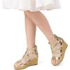 DREAM PAIRS Girls Wedge Sandals Flatform Open Toe Platform Sandals Flower Wedding Party for Little Kid/Big Kid(Gold)