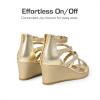 DREAM PAIRS Girls Wedge Sandals Flatform Open Toe Platform Sandals Flower Wedding Party for Little Kid/Big Kid(Gold-glitter)