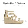 DREAM PAIRS Girls Wedge Sandals Flatform Open Toe Platform Sandals Flower Wedding Party for Little Kid/Big Kid(Gold-glitter)