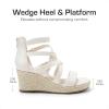 DREAM PAIRS Girls Wedge Sandals Flatform Open Toe Platform Sandals Flower Wedding Party for Little Kid/Big Kid(Ivory)