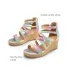 DREAM PAIRS Girls Wedge Sandals Flatform Open Toe Platform Sandals Flower Wedding Party for Little Kid/Big Kid(Rainbow)