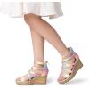 DREAM PAIRS Girls Wedge Sandals Flatform Open Toe Platform Sandals Flower Wedding Party for Little Kid/Big Kid(Rainbow)