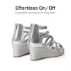 DREAM PAIRS Girls Wedge Sandals Flatform Open Toe Platform Sandals Flower Wedding Party for Little Kid/Big Kid(Silver-glitter)