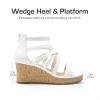 DREAM PAIRS Girls Wedge Sandals Flatform Open Toe Platform Sandals Flower Wedding Party for Little Kid/Big Kid(White)