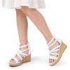 DREAM PAIRS Girls Wedge Sandals Flatform Open Toe Platform Sandals Flower Wedding Party for Little Kid/Big Kid(White)
