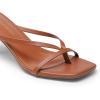DREAM PAIRS Heels for Women Flip Flops Kitten Low Heels Open Square Toe Thong Heeled Sandals, Fashion Comfort Shoes for Party Casual Slides(Brown)