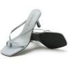 DREAM PAIRS Heels for Women Flip Flops Kitten Low Heels Open Square Toe Thong Heeled Sandals, Fashion Comfort Shoes for Party Casual Slides(Grey)