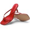 DREAM PAIRS Heels for Women Flip Flops Kitten Low Heels Open Square Toe Thong Heeled Sandals, Fashion Comfort Shoes for Party Casual Slides(Red)