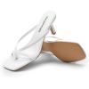 DREAM PAIRS Heels for Women Flip Flops Kitten Low Heels Open Square Toe Thong Heeled Sandals, Fashion Comfort Shoes for Party Casual Slides(White)