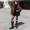 DREAM PAIRS Knee High Boots, Comfortable Chunky Platform Round-Toe Side Zip Boots for Women(Brown)