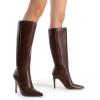 DREAM PAIRS Knee High Boots for Women, Sexy Pointed Toe Stiletto High Heel Boots, Fashion & Classic Dress Shoes(Brown)