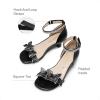 DREAM PAIRS Lace Up Low Heel Sandals for Girls Ankle Strap Dress Pump Strappy Gladiator Wedding Party Shoes for Little Kid/Big Kid(Black)
