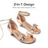 DREAM PAIRS Lace Up Low Heel Sandals for Girls Ankle Strap Dress Pump Strappy Gladiator Wedding Party Shoes for Little Kid/Big Kid(Champagne/Gold)