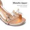 DREAM PAIRS Lace Up Low Heel Sandals for Girls Ankle Strap Dress Pump Strappy Gladiator Wedding Party Shoes for Little Kid/Big Kid(Champagne/Gold)