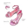 DREAM PAIRS Lace Up Low Heel Sandals for Girls Ankle Strap Dress Pump Strappy Gladiator Wedding Party Shoes for Little Kid/Big Kid(Pink)