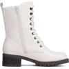 DREAM PAIRS Lace-up Combat Boots Mid-calf Military Winter Boot for Women(White/Pu)