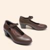 DREAM PAIRS Mary Jane Shoes Women Low Chunky Heels Closed Toe Pumps Comfortable Work Business Dress Shoes(Brown)