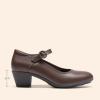DREAM PAIRS Mary Jane Shoes Women Low Chunky Heels Closed Toe Pumps Comfortable Work Business Dress Shoes(Brown)