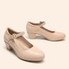 DREAM PAIRS Mary Jane Shoes Women Low Chunky Heels Closed Toe Pumps Comfortable Work Business Dress Shoes(Nude)