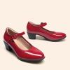 DREAM PAIRS Mary Jane Shoes Women Low Chunky Heels Closed Toe Pumps Comfortable Work Business Dress Shoes(Red)