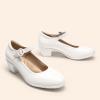 DREAM PAIRS Mary Jane Shoes Women Low Chunky Heels Closed Toe Pumps Comfortable Work Business Dress Shoes(White)