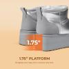 DREAM PAIRS Platform Mini Boots for Women Suede Genuine Leather, Classic Winter Ankle Snow Boots with Memory Foam Insole Lightweight Anti-Slip Outsole FuzzyClassic(Silver)