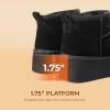DREAM PAIRS Platform Mini Boots for Women Suede Genuine Leather, Classic Winter Ankle Snow Boots with Memory Foam Insole Lightweight Anti-Slip Outsole FuzzyClassic(Black)
