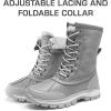 DREAM PAIRS Snow Boots for Women Waterproof Mid Calf Lace Up Duck Boots Warm Faux Fur FuzzyGo Bold Winter Boots for Outdoor(Light Grey)