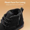DREAM PAIRS Toddler Boots Kids Boys Girls Winter Zipper Warm Faux Fur FuzzyGo Kid’s Cozy Walking Ankle Boots(Black)