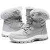 DREAM PAIRS Waterproof Snow Boots for Women, Faux Fur Cozy Warm Insulated Winter Boots Lace Up Mid-Calf Outdoor Shoes for Walking Hiking Hespera(Light Grey)
