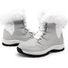DREAM PAIRS Waterproof Snow Boots for Women, Faux Fur Cozy Warm Insulated Winter Boots Lace Up Mid-Calf Outdoor Shoes for Walking Hiking Hespera(White/Grey)