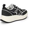 DREAM PAIRS Women Platform Chunky Lightweight Comfortable Casual Denim Fabric Lace-Up Kay Walking Fashion Sneakers(Black/White)