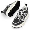 DREAM PAIRS Women Platform Chunky Lightweight Comfortable Casual Denim Fabric Lace-Up Kay Walking Fashion Sneakers(Black/White)