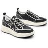 DREAM PAIRS Women Platform Chunky Lightweight Comfortable Casual Denim Fabric Lace-Up Kay Walking Fashion Sneakers(Black/White)