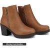 DREAM PAIRS Women’s Ankle Boots Chunky Heel Platform Fall Heeled Short Booties Shoes(Tan/Pu)