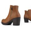 DREAM PAIRS Women’s Ankle Boots Chunky Heel Platform Fall Heeled Short Booties Shoes(Tan/Pu)