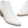 DREAM PAIRS Women’s Ankle Boots Chunky Heel Pointed Toe Short Booties Shoes(White-pu)